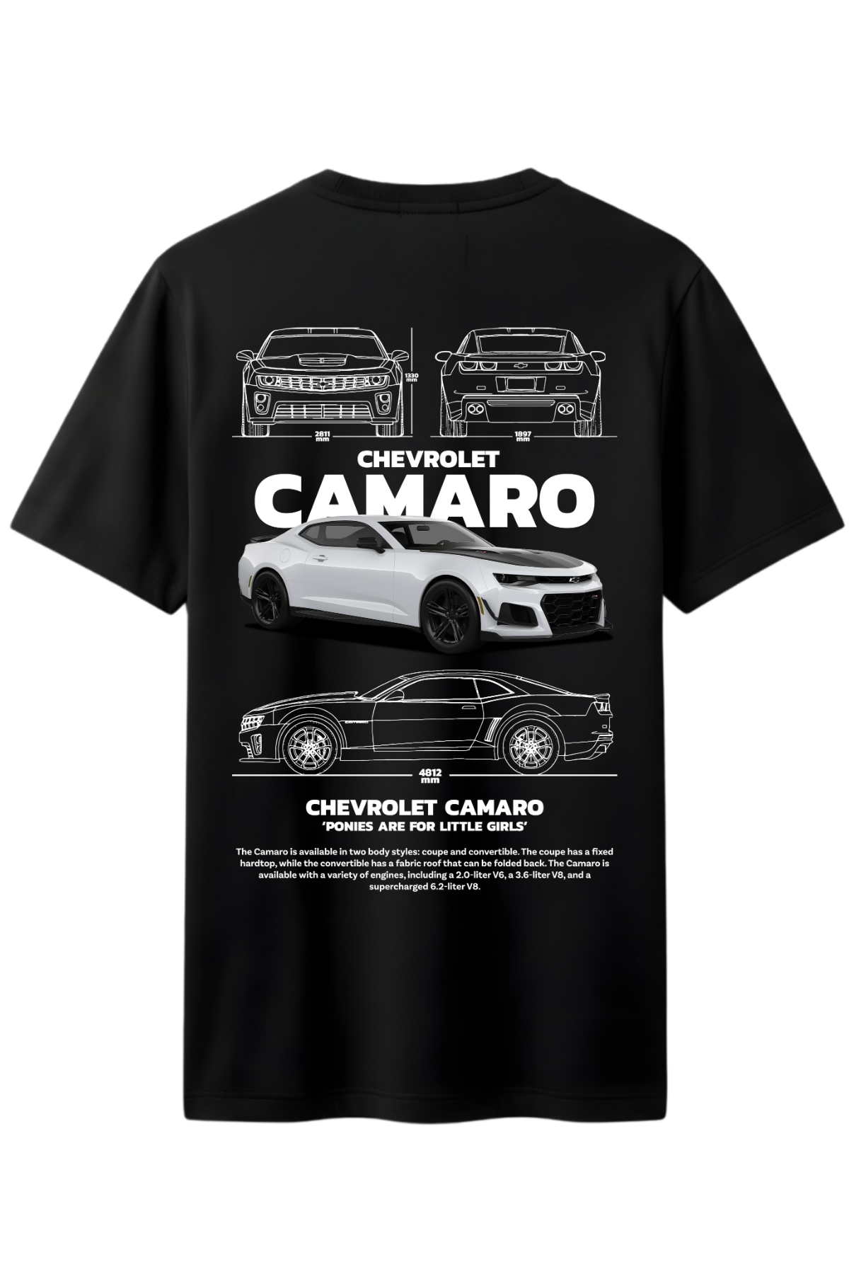 Chevrolet Camaro Arka Baskılı Kaliteli Unisex Tişört