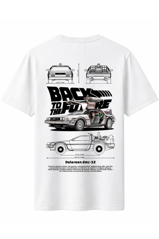 Delorean DMC12 BTTF Arka Baskılı Kaliteli Unisex Tişört