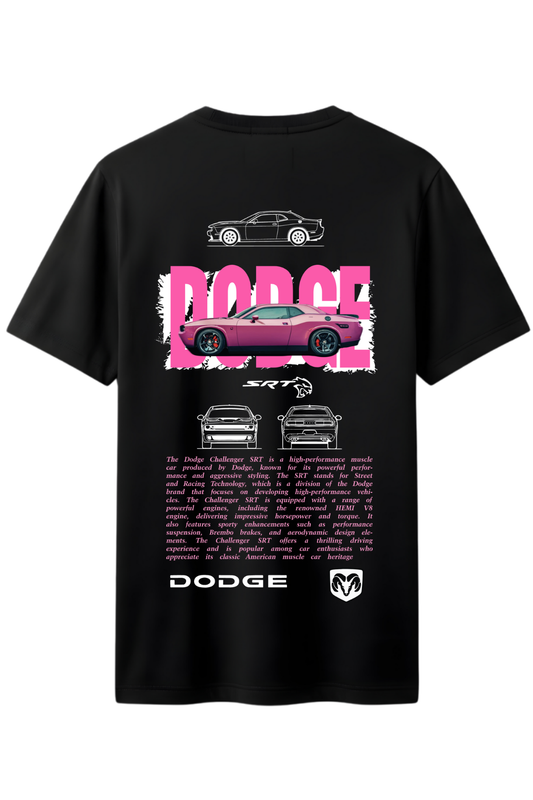 DODGE CHARGER PEMBE Arka Baskılı Kaliteli Unisex Tişört