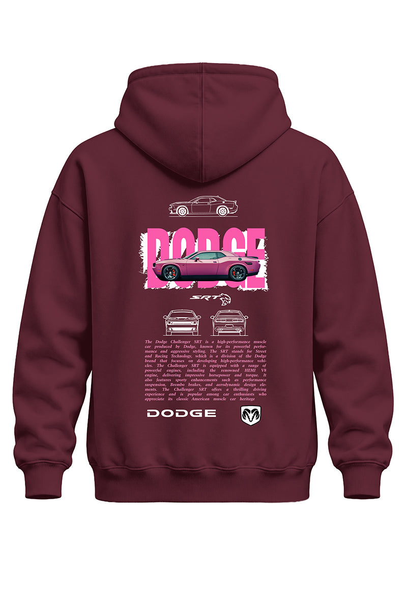 Dodge Pembe Str Baskılı Kaliteli Unisex Kapşonlu Sweatshirt