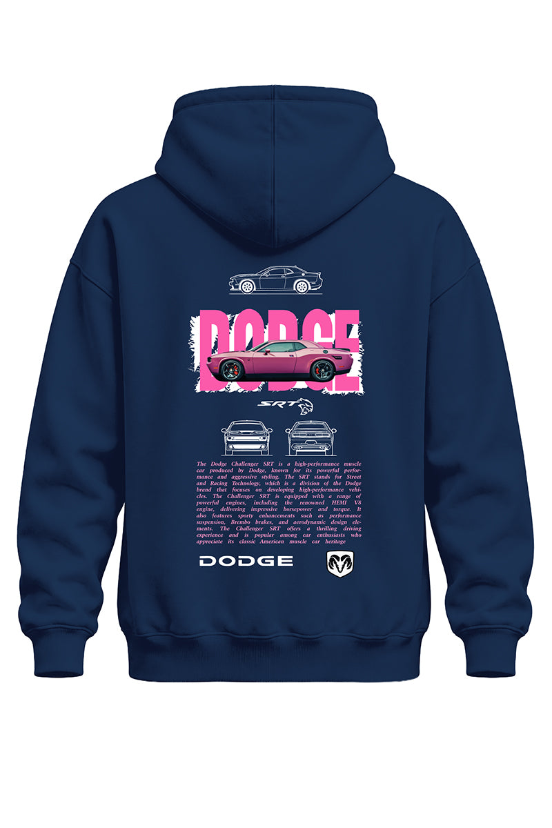 Dodge Pembe Str Baskılı Kaliteli Unisex Kapşonlu Sweatshirt