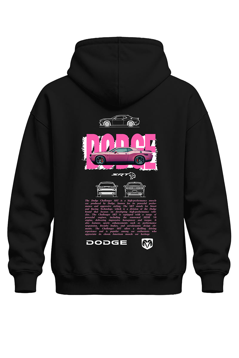 Dodge Pembe Str Baskılı Kaliteli Unisex Kapşonlu Sweatshirt