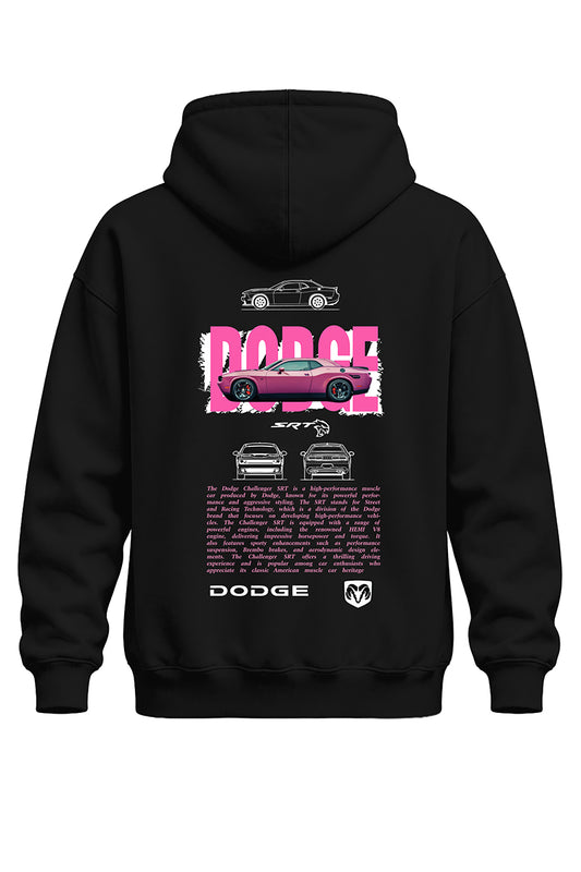 Dodge Pembe Str Baskılı Kaliteli Unisex Kapşonlu Sweatshirt