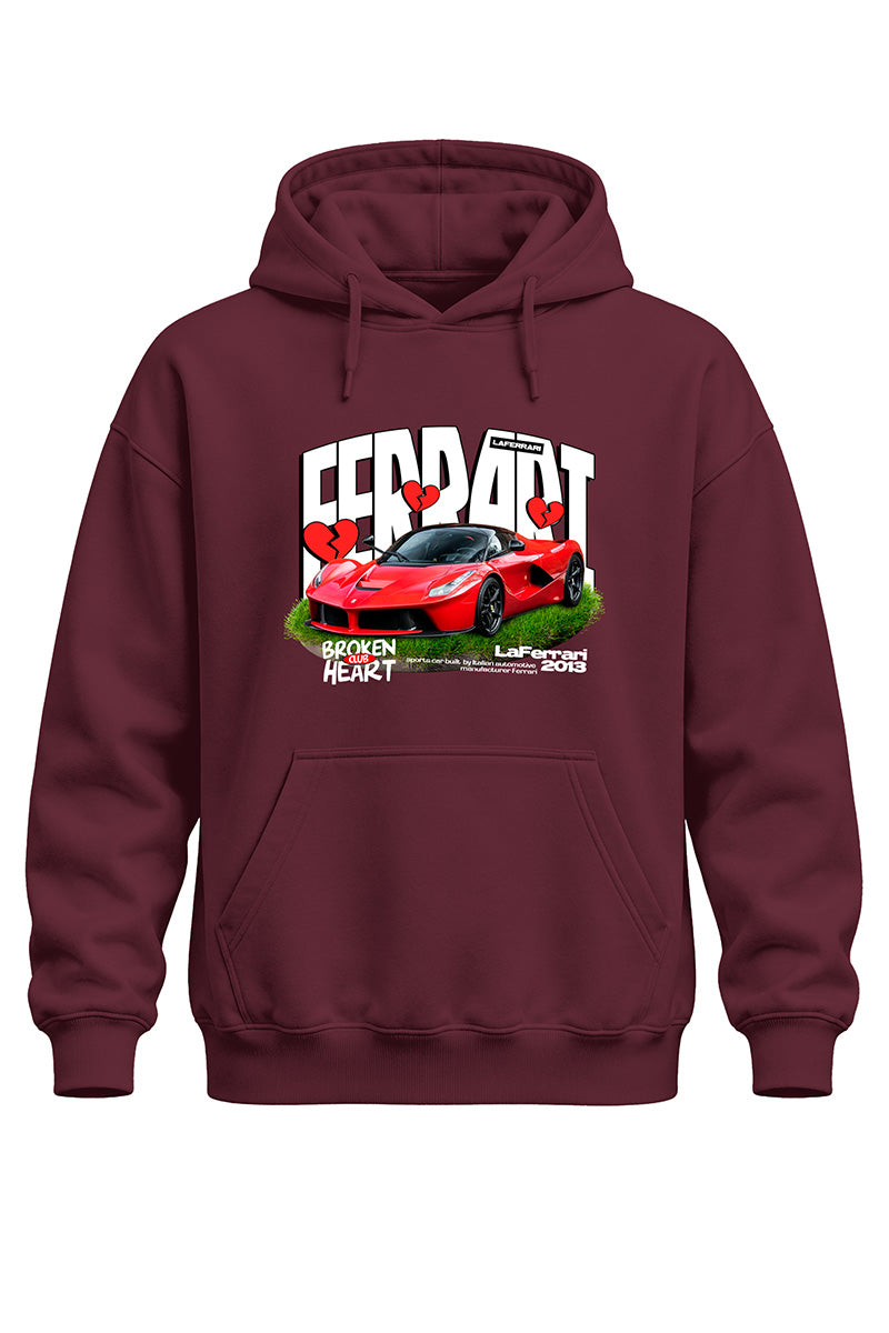 Broken Ferrari Baskılı Kaliteli Unisex Kapşonlu Sweatshirt