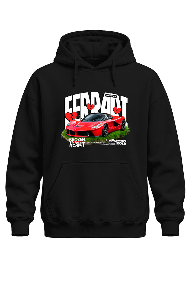 Broken Ferrari Baskılı Kaliteli Unisex Kapşonlu Sweatshirt