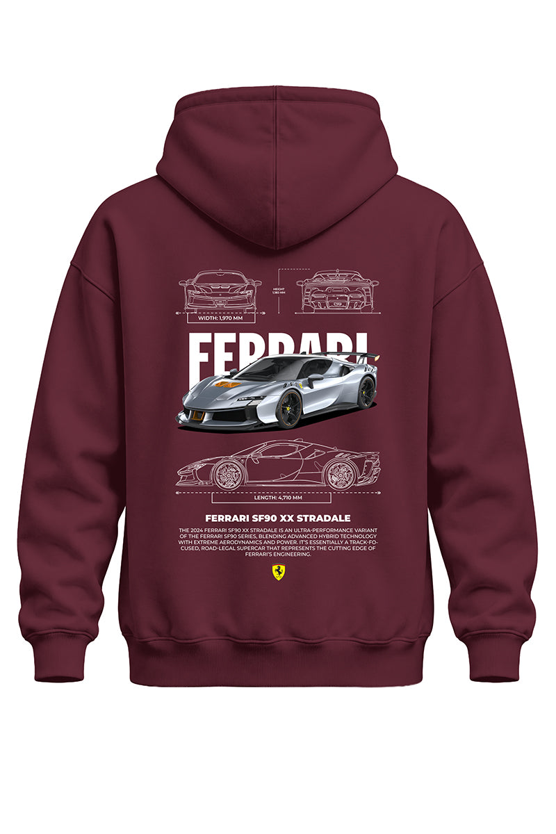 Ferrari Stradale Baskılı Kaliteli Unisex Kapşonlu Sweatshirt