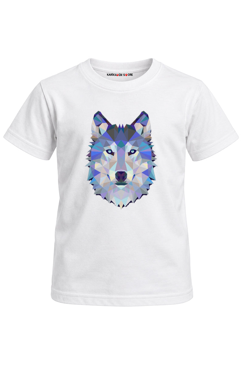 Grafik Kurt Baskılı Unisex Çocuk Tişört