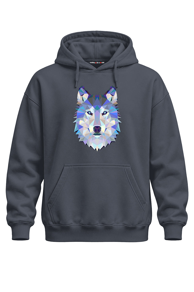 Grafik Kurt Baskılı Kaliteli Unisex Kapşonlu Sweatshirt