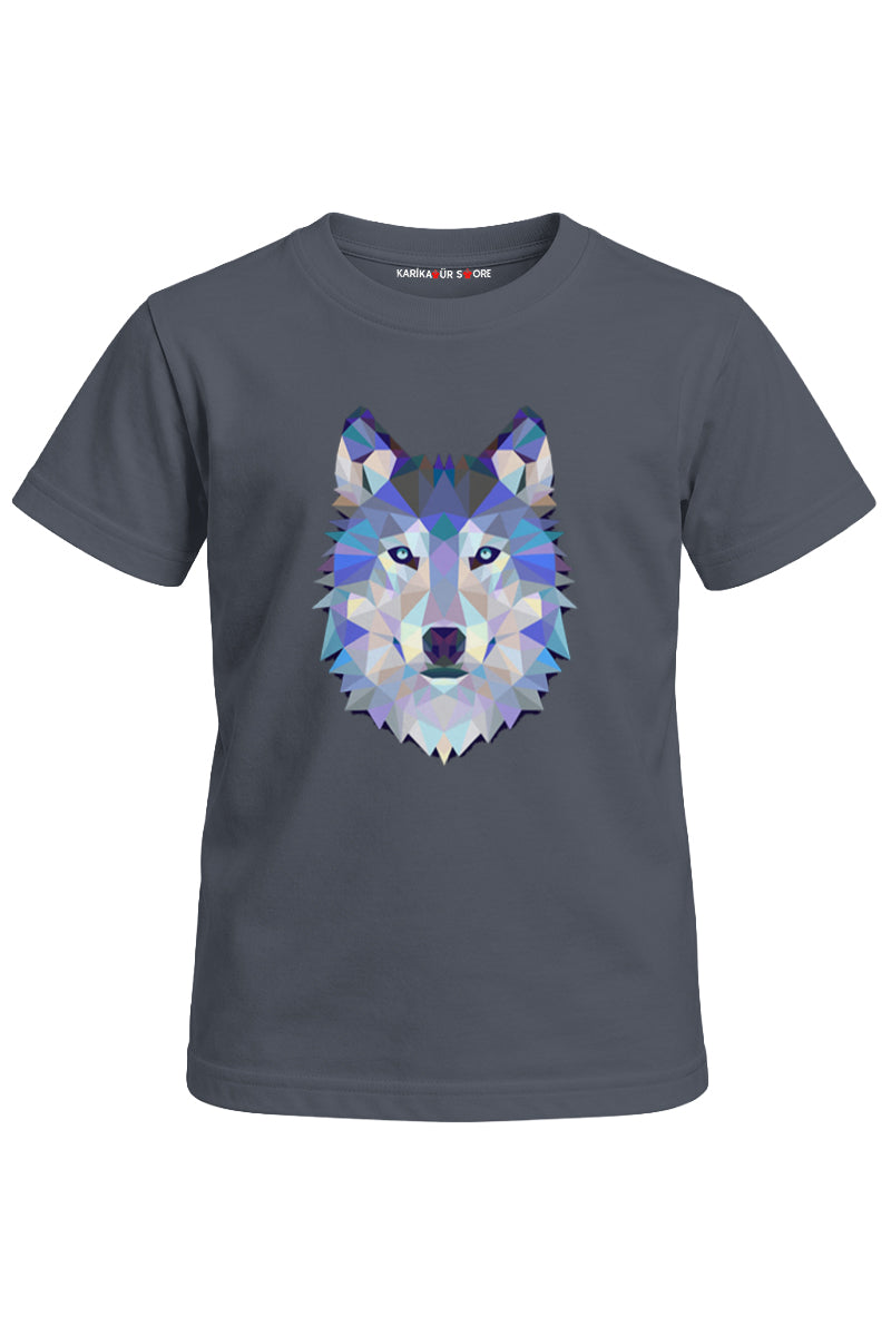 Grafik Kurt Baskılı Unisex Çocuk Tişört