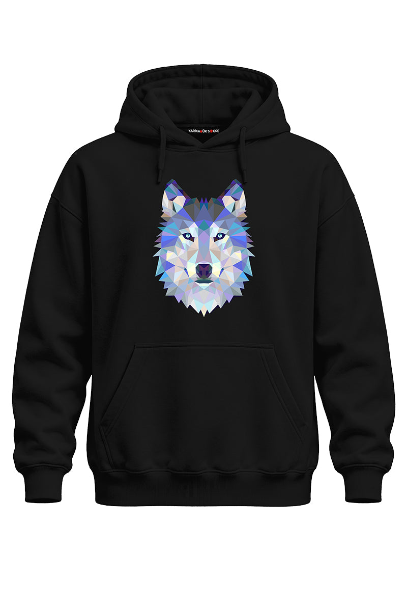Grafik Kurt Baskılı Kaliteli Unisex Kapşonlu Sweatshirt