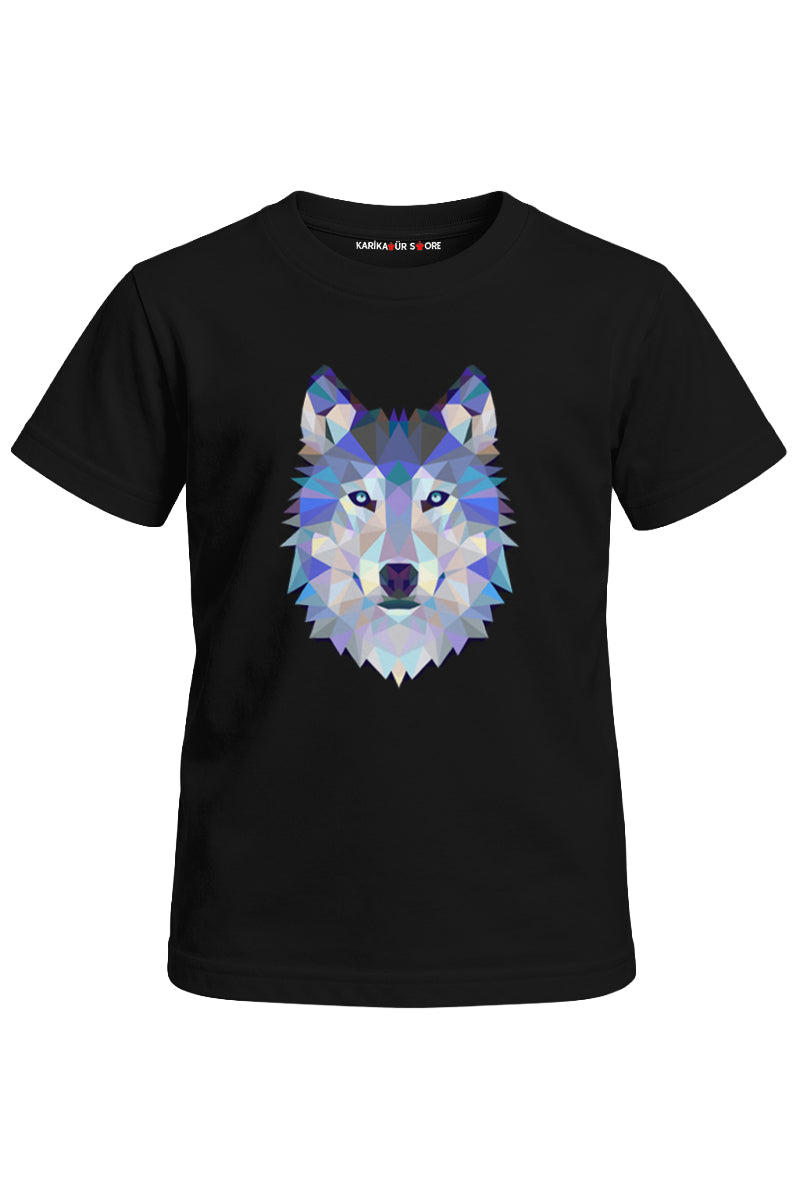 Grafik Kurt Baskılı Unisex Çocuk Tişört