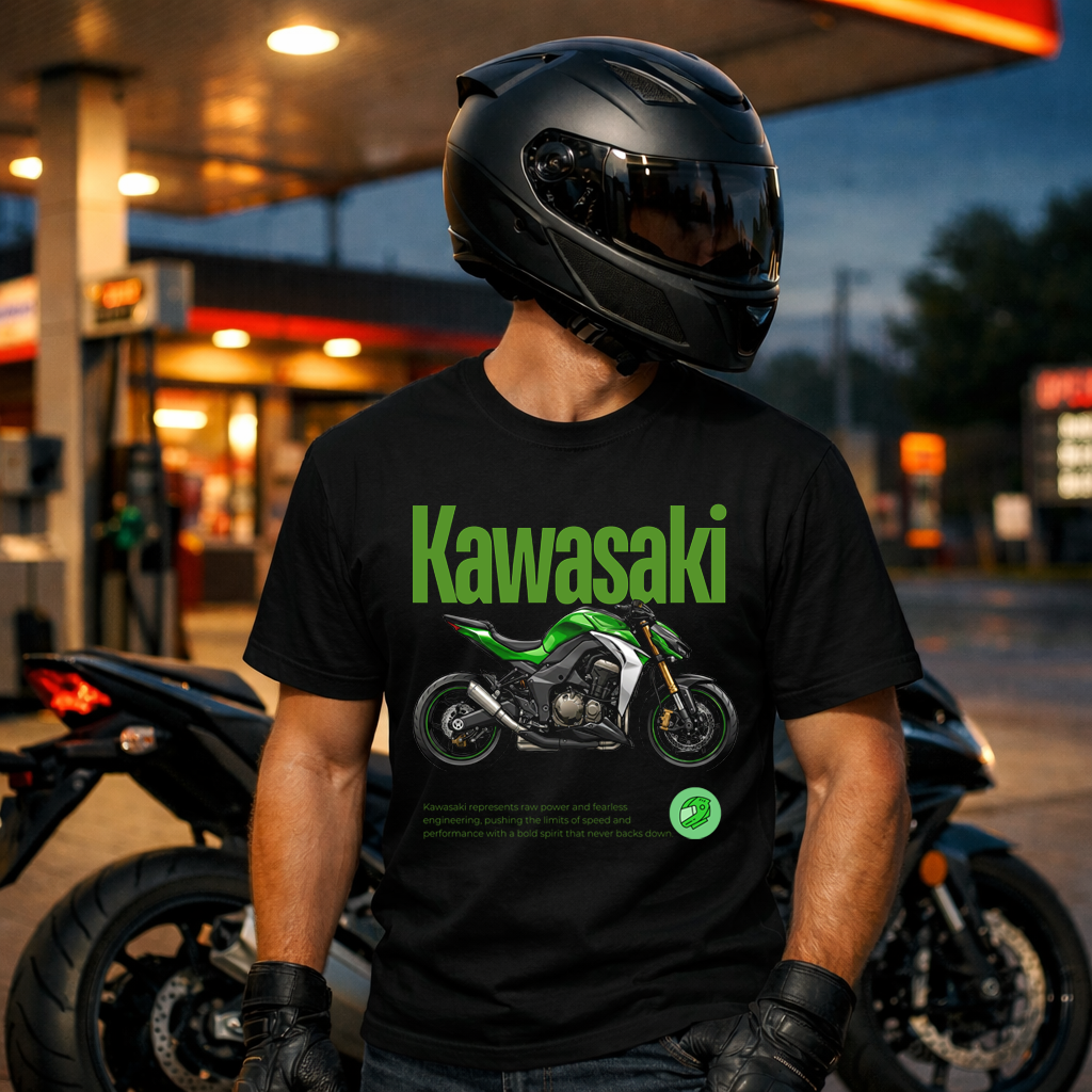 Kawasaki Ninja Tasarımlı Kaliteli Baskılı T-shirt