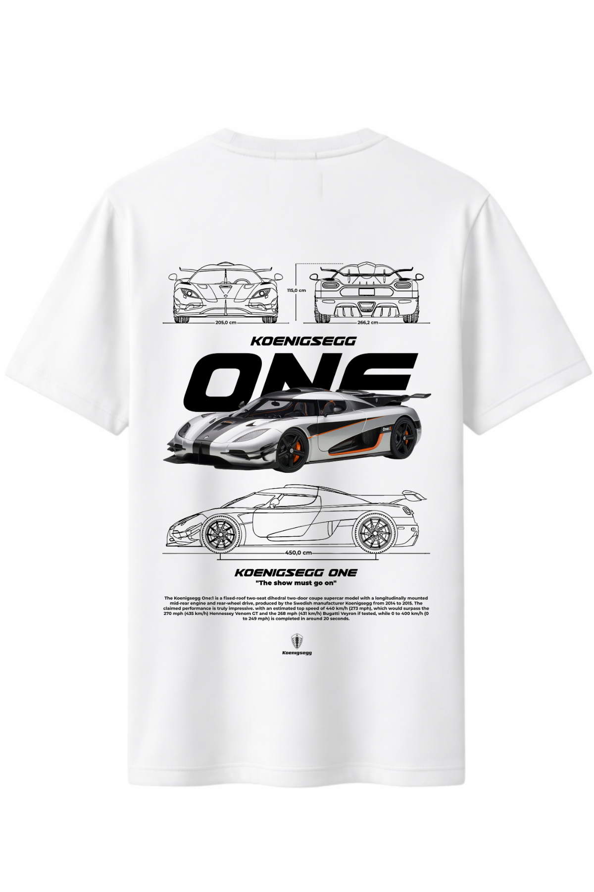 KOENIGSEGG ONE Arka Baskılı Kaliteli Unisex Tişört