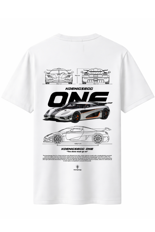 KOENIGSEGG ONE Arka Baskılı Kaliteli Unisex Tişört