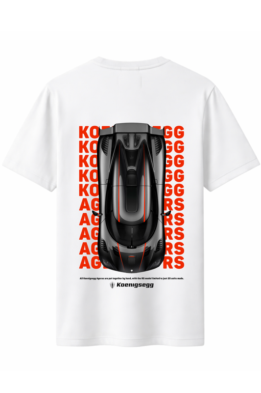Koenigseg Siyah Kırmızı Ön ve Arka Baskılı Kaliteli Unisex Tişört