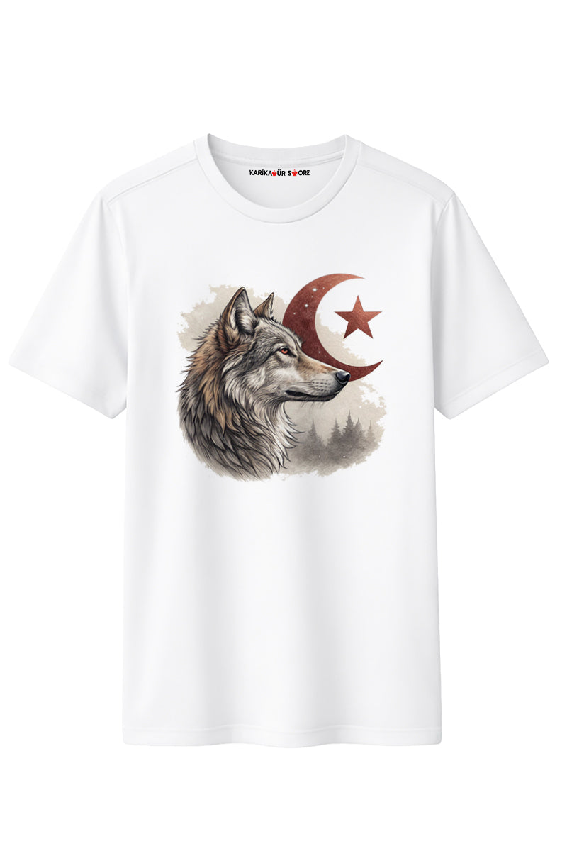 Kurt ve Bayrak Tasarımlı Kaliteli Unisex Tişört