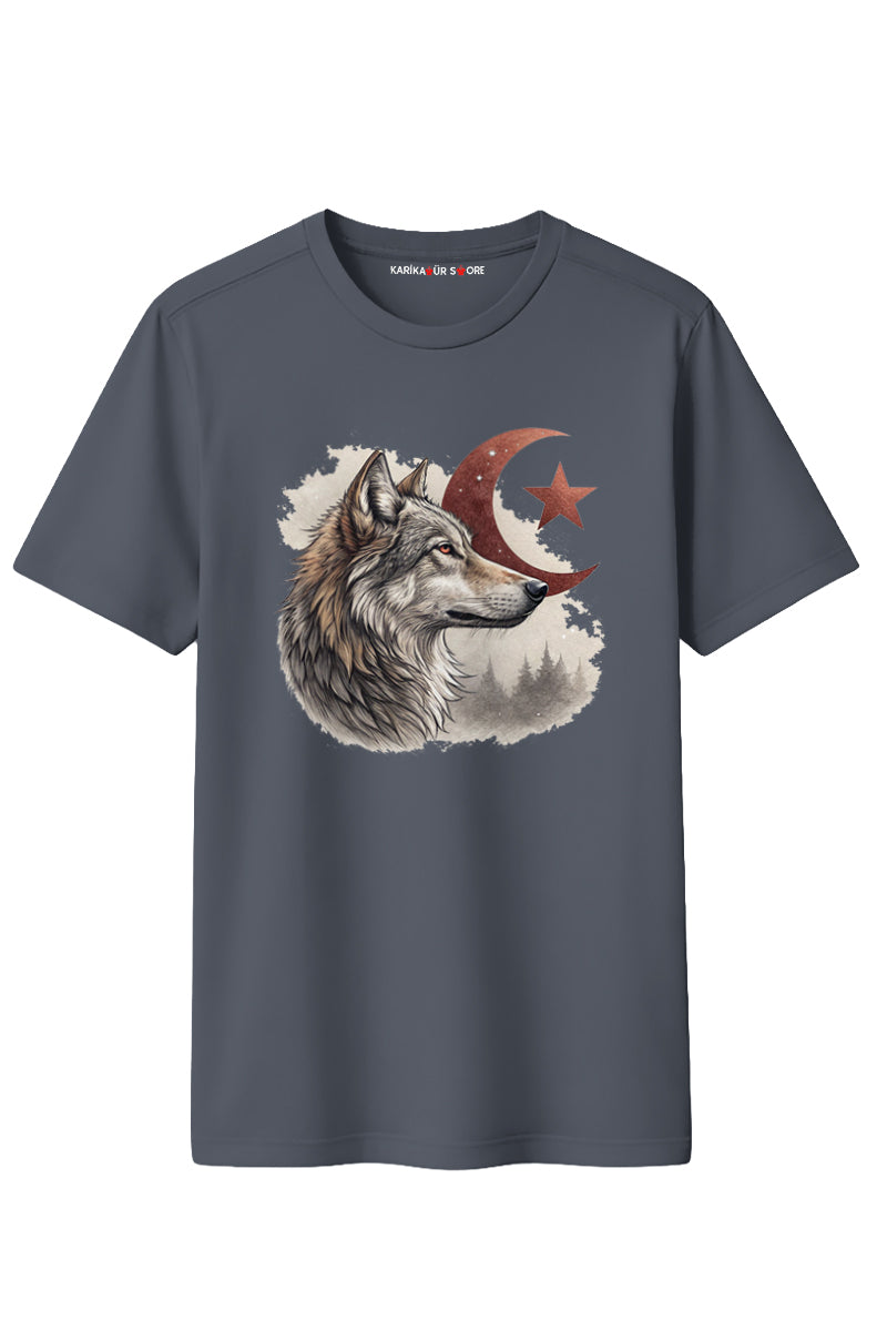 Kurt ve Bayrak Tasarımlı Kaliteli Unisex Tişört