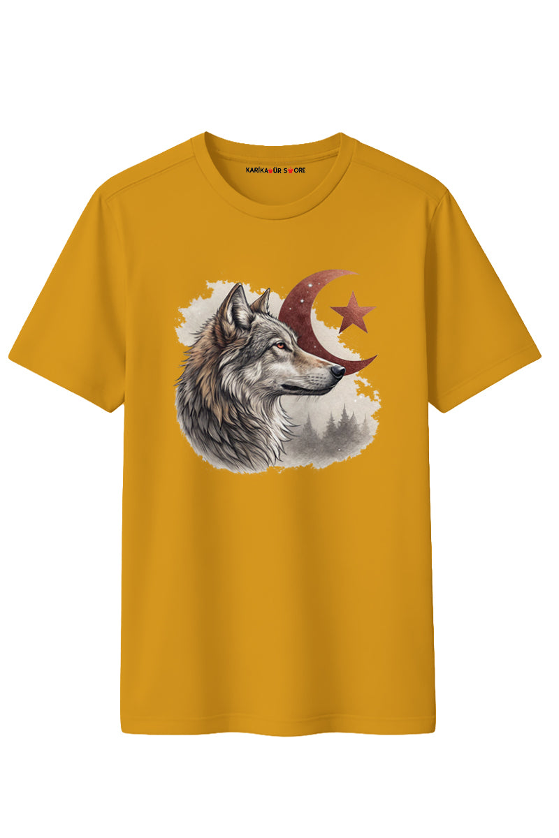 Kurt ve Bayrak Tasarımlı Kaliteli Unisex Tişört