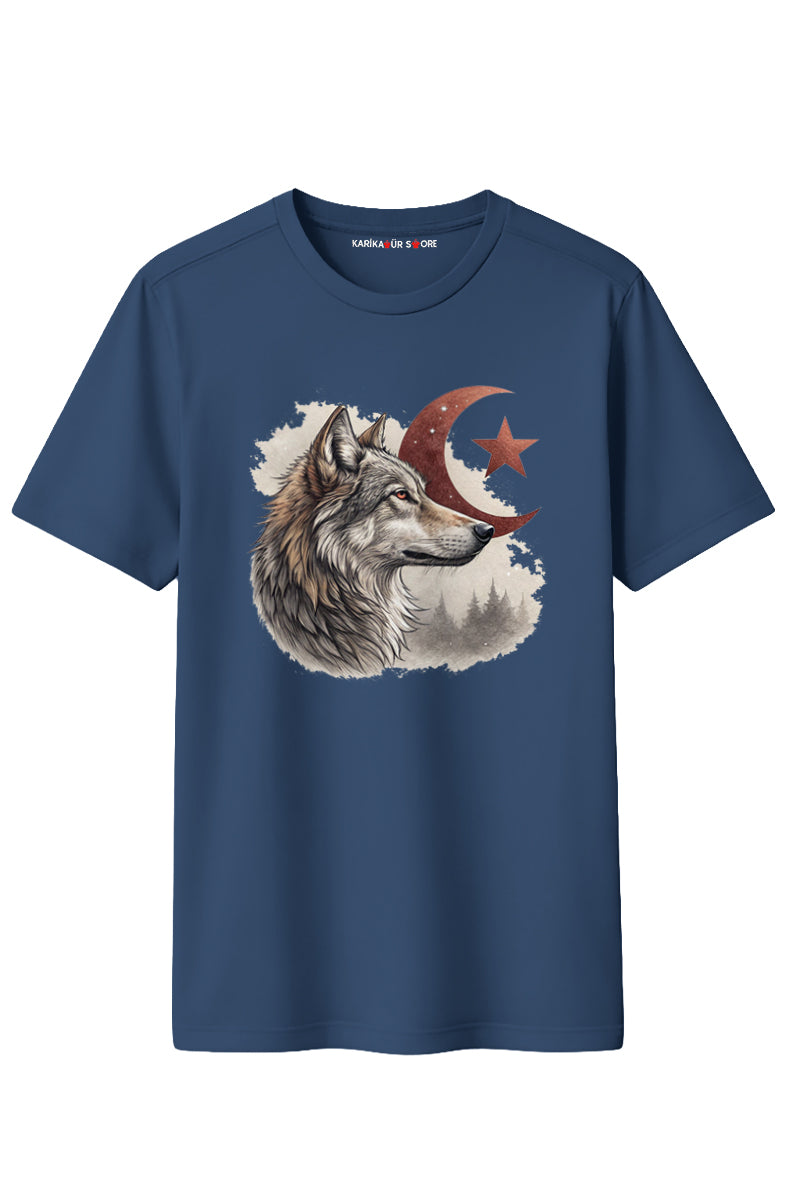Kurt ve Bayrak Tasarımlı Kaliteli Unisex Tişört