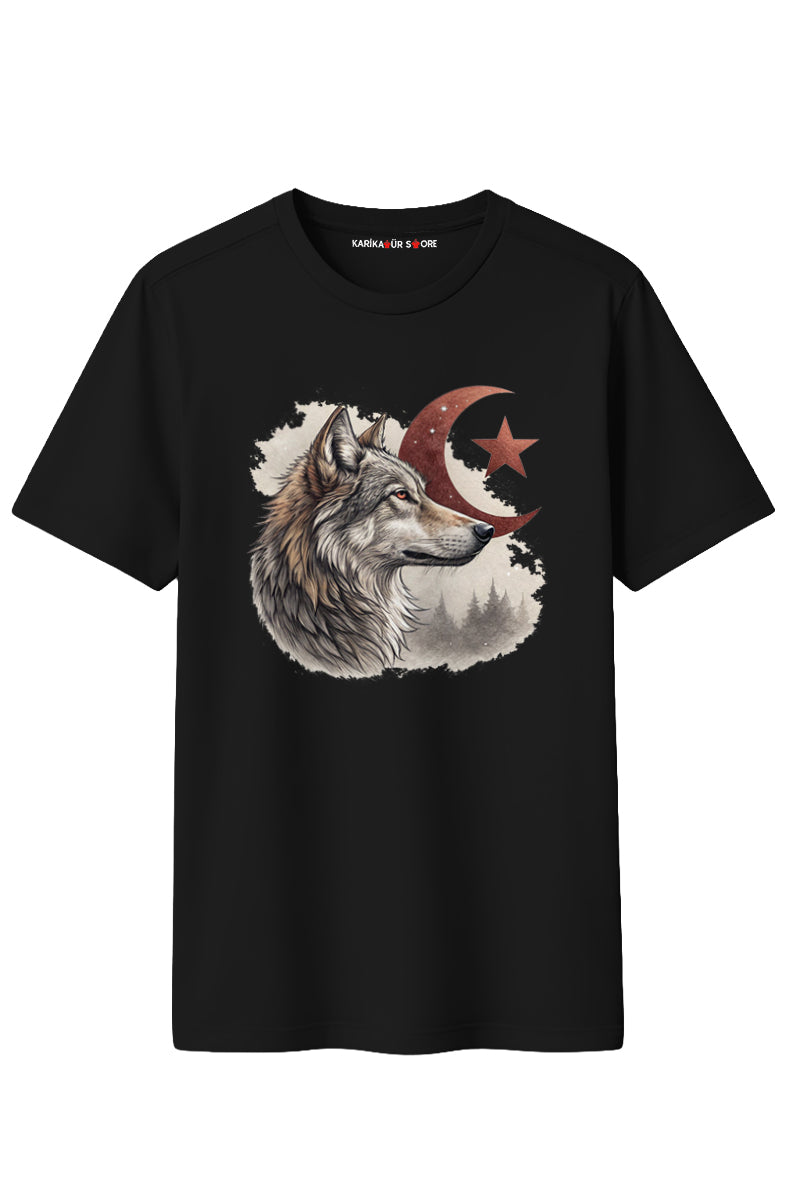 Kurt ve Bayrak Tasarımlı Kaliteli Unisex Tişört