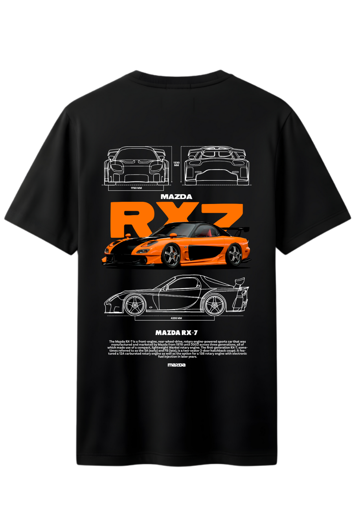 Mazda RX7 FF Arka Baskılı Kaliteli Unisex Tişört