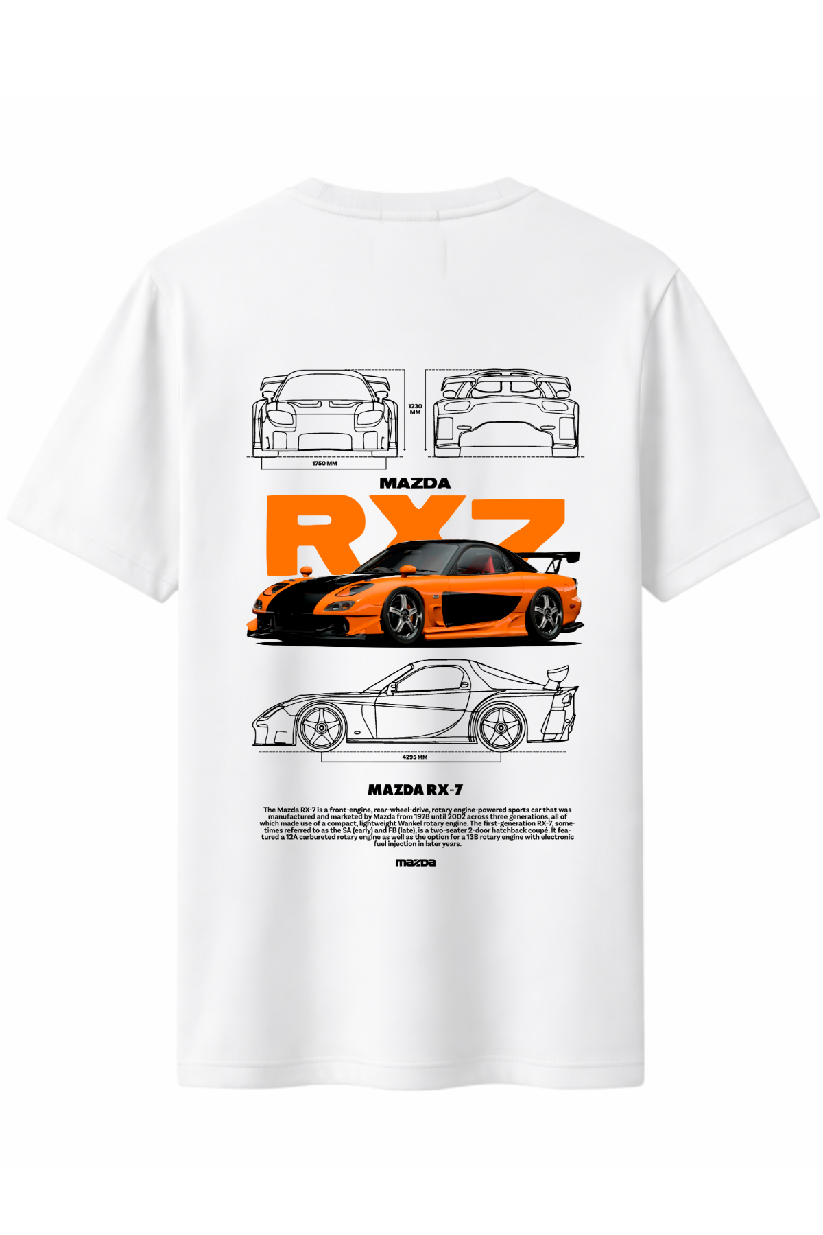 Mazda RX7 FF Arka Baskılı Kaliteli Unisex Tişört