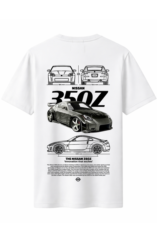 Nissan 350Z Beyaz Arka Baskılı Kaliteli Unisex Tişört