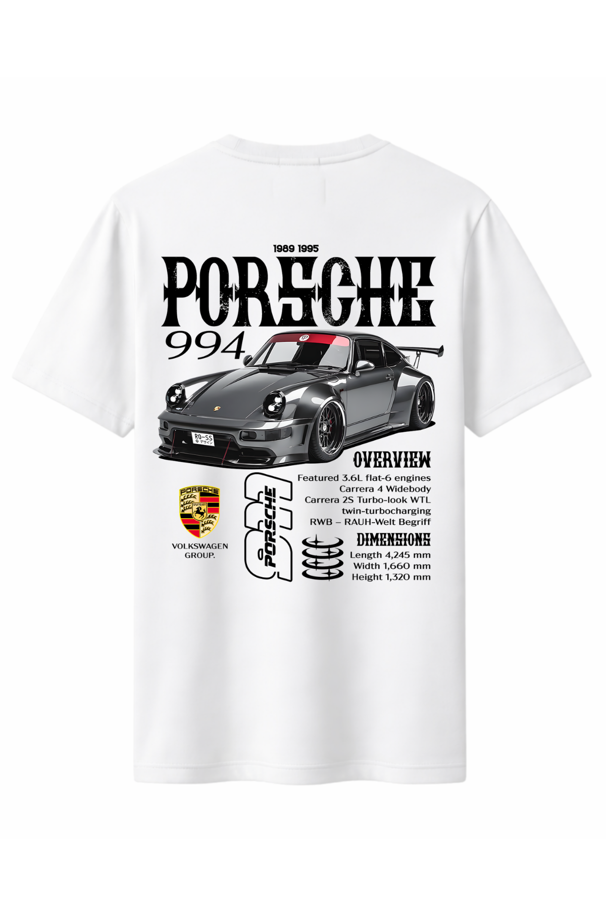 Porcsh 994 Siyah Ön ve Arka Baskılı Kaliteli Unisex Tişört