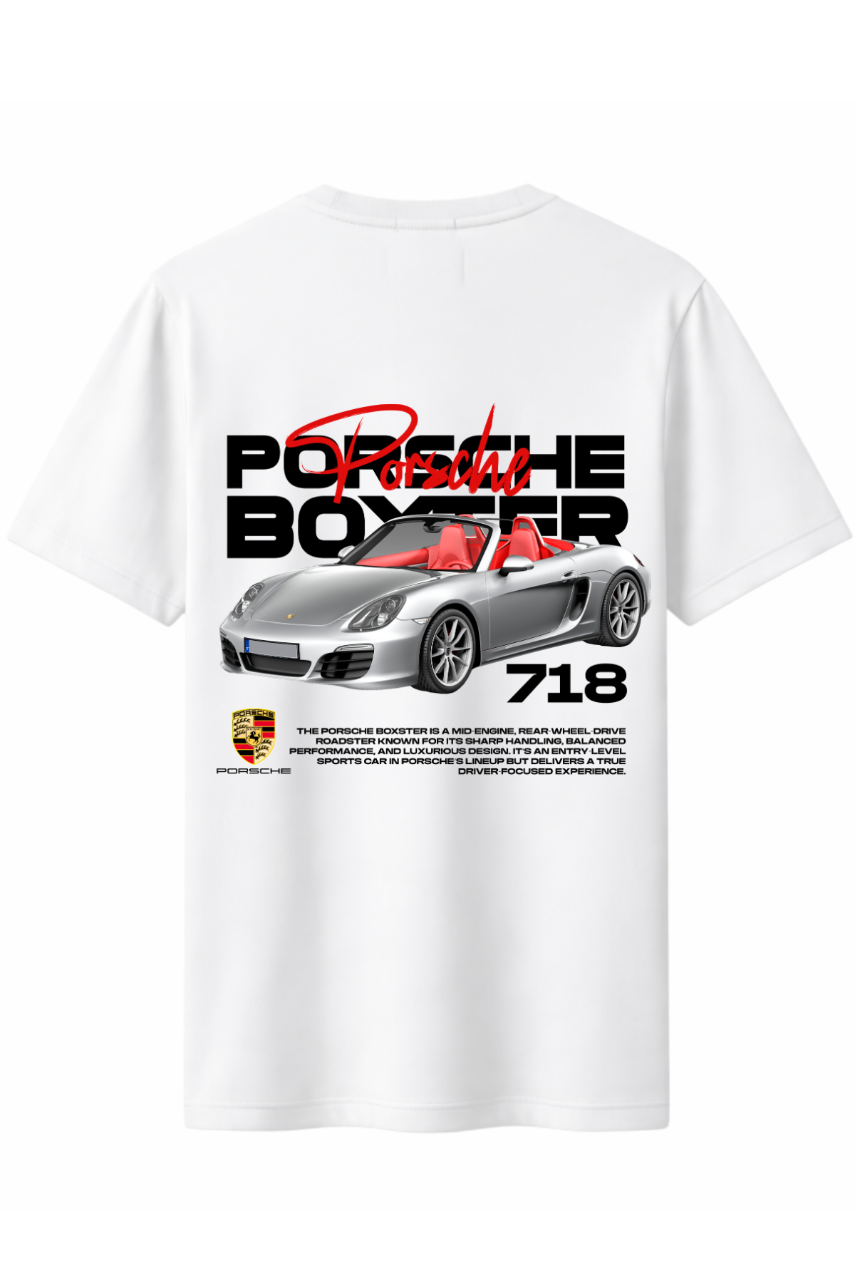 Porcsh boxter 718 Arka Baskılı Kaliteli Unisex Tişört