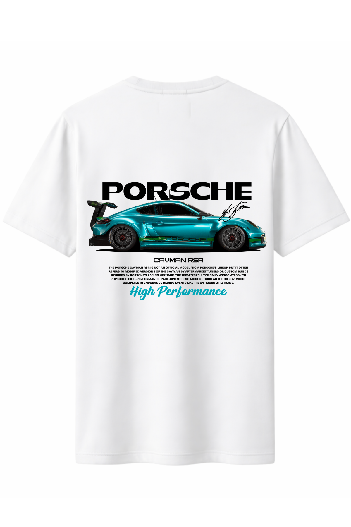 Porcsh Cayman RSR Arka Baskılı Kaliteli Unisex Tişört