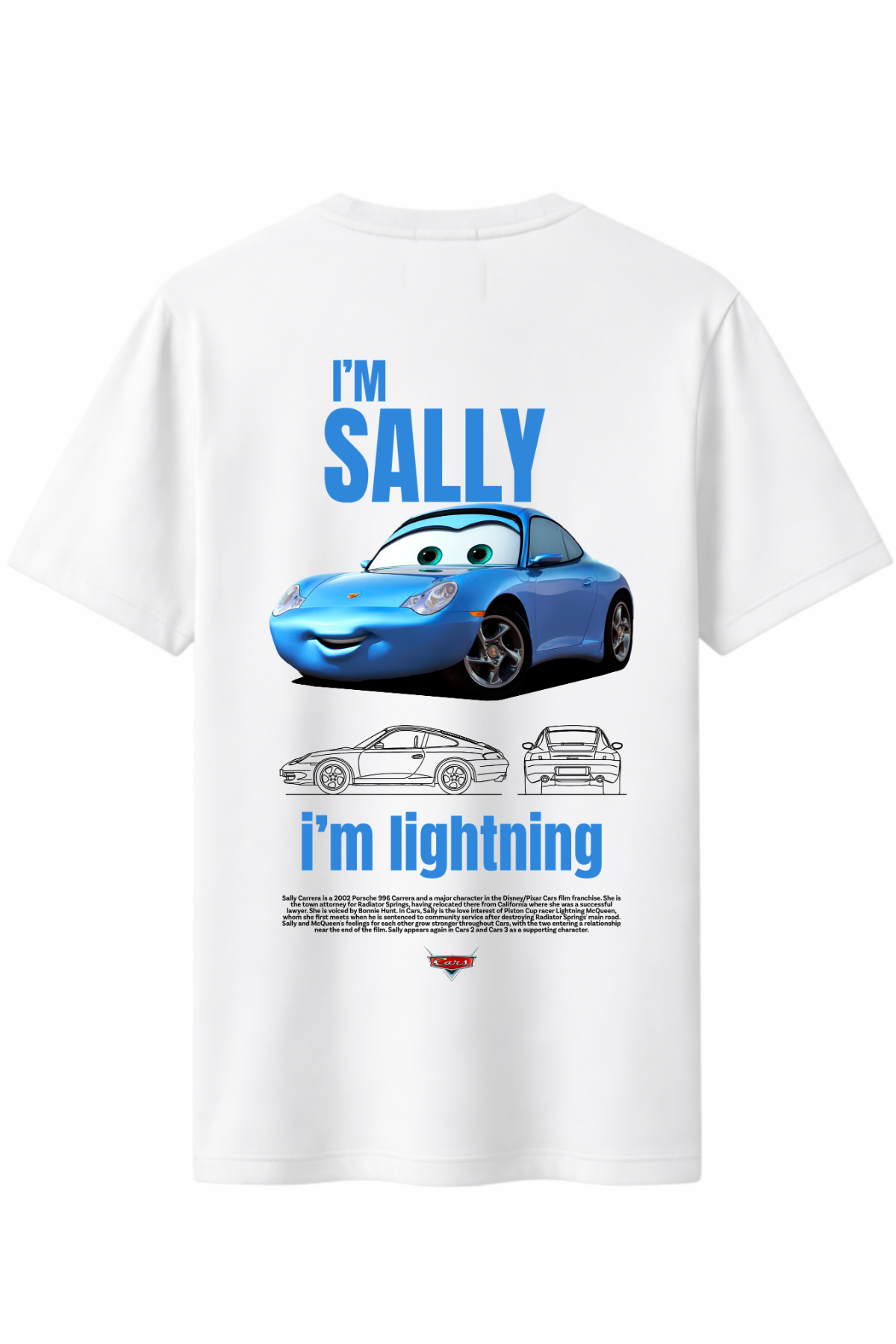 Sally Cars Arka Baskılı Kaliteli Unisex Tişört
