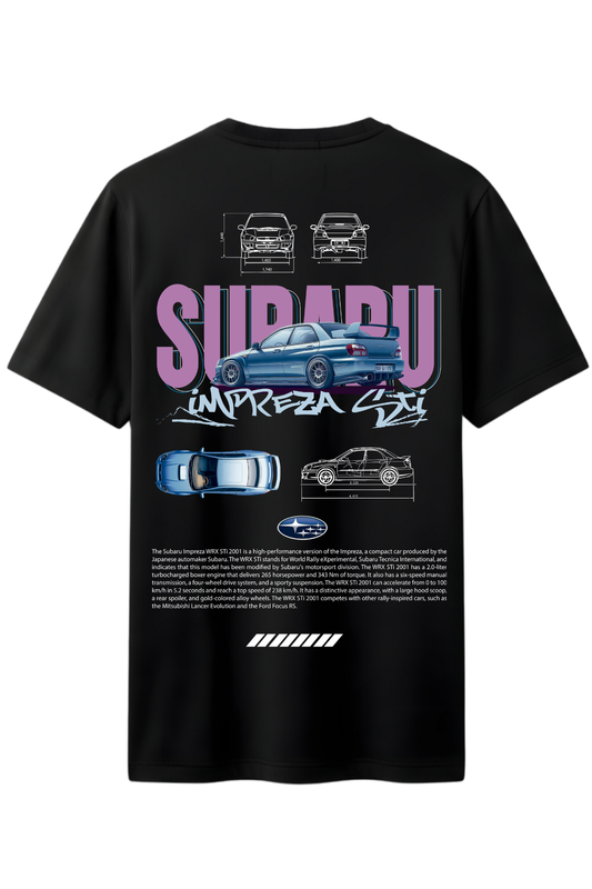 Subaru İmpreza Arka Baskılı Kaliteli Unisex Tişört