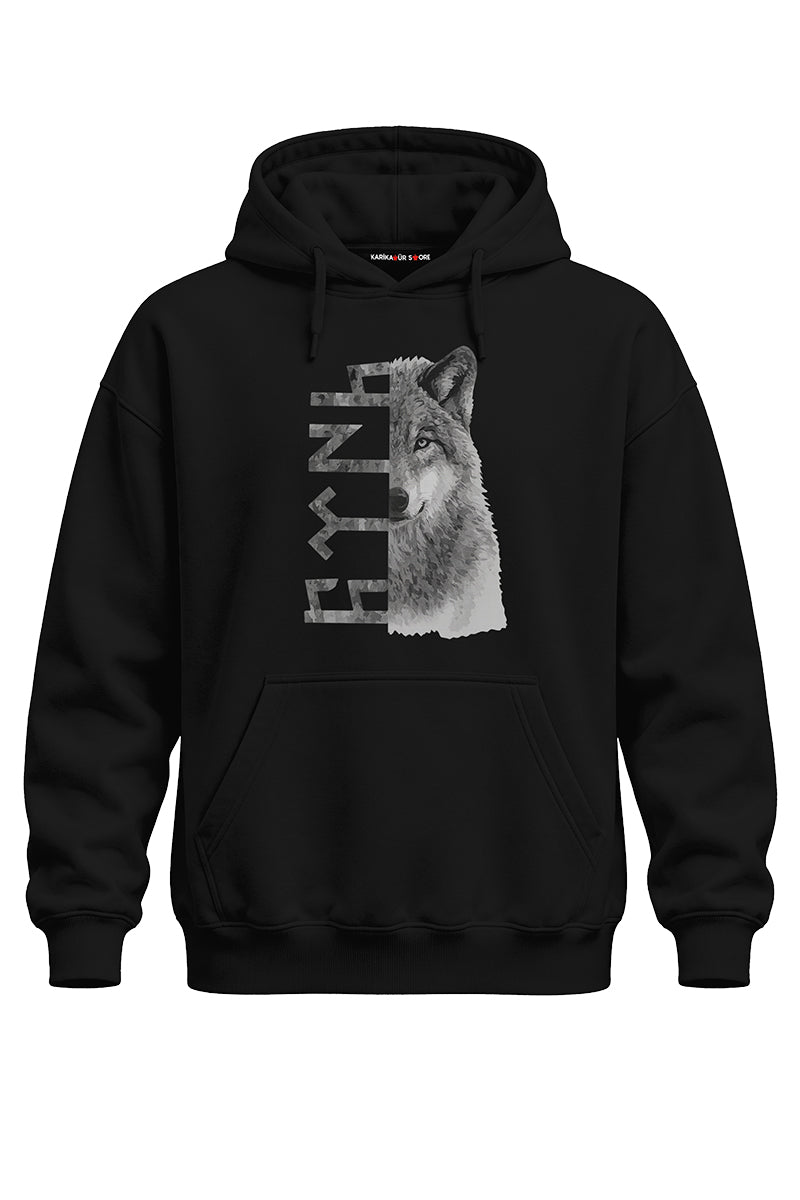 Tengri Türk Kurt Baskılı Kaliteli Unisex Kapşonlu Sweatshirt