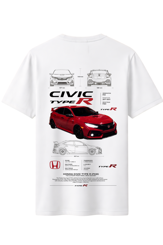 Hnda Vtec Baskılı Kaliteli Unisex Tişört